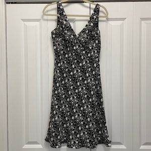 Vintage Y2K Black and Cream Floral Slip Dress